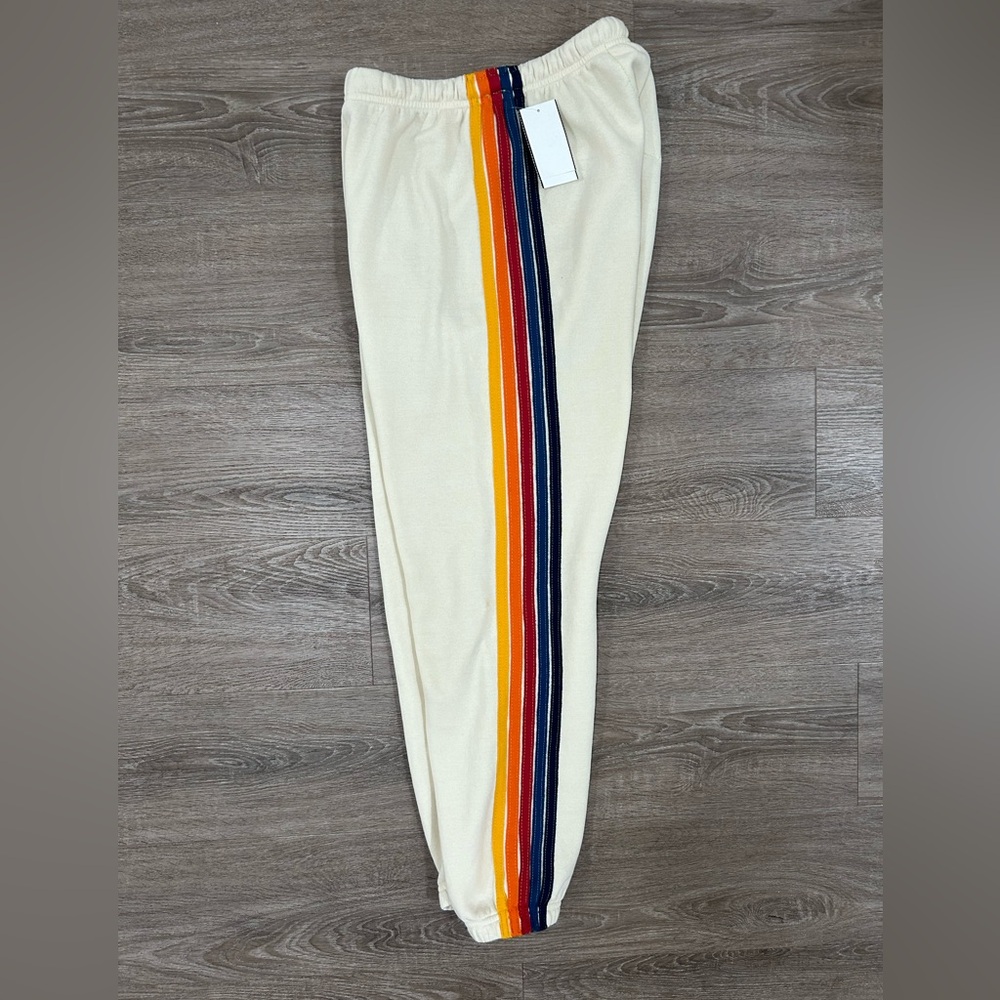 NWT Aviator Nation 5 Stripe Sweatpants - Vintage White